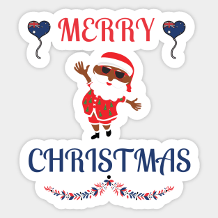 Australian Merry Christmas Cool Santa Sticker